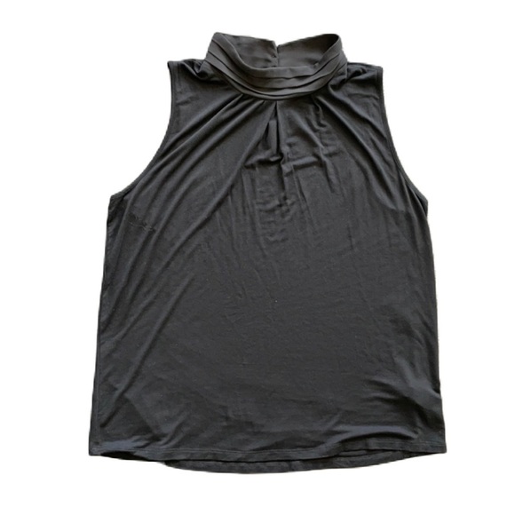 Sz L Pointelle black high collared dressy tank EUC - Picture 1 of 8